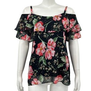 CAbi Floral Cold Shoulder Top